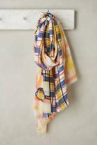 Mii Embroidered Plaid Scarf