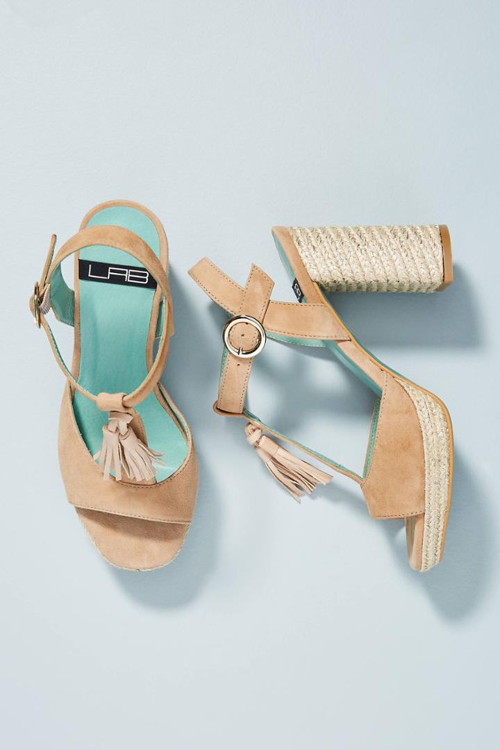 Lab Tasseled T-strap Heeled Sandals