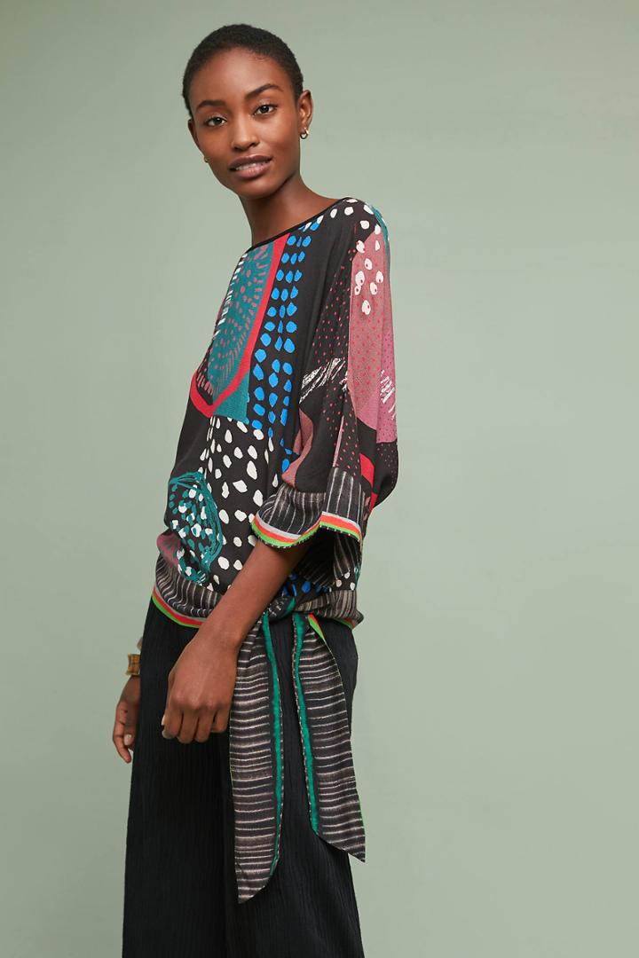 Bl-nk Patchwork Tie-waist Blouse