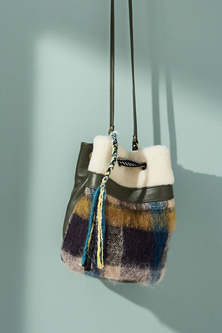 Claramonte Bosphore Plaid Tweed Bucket Bag
