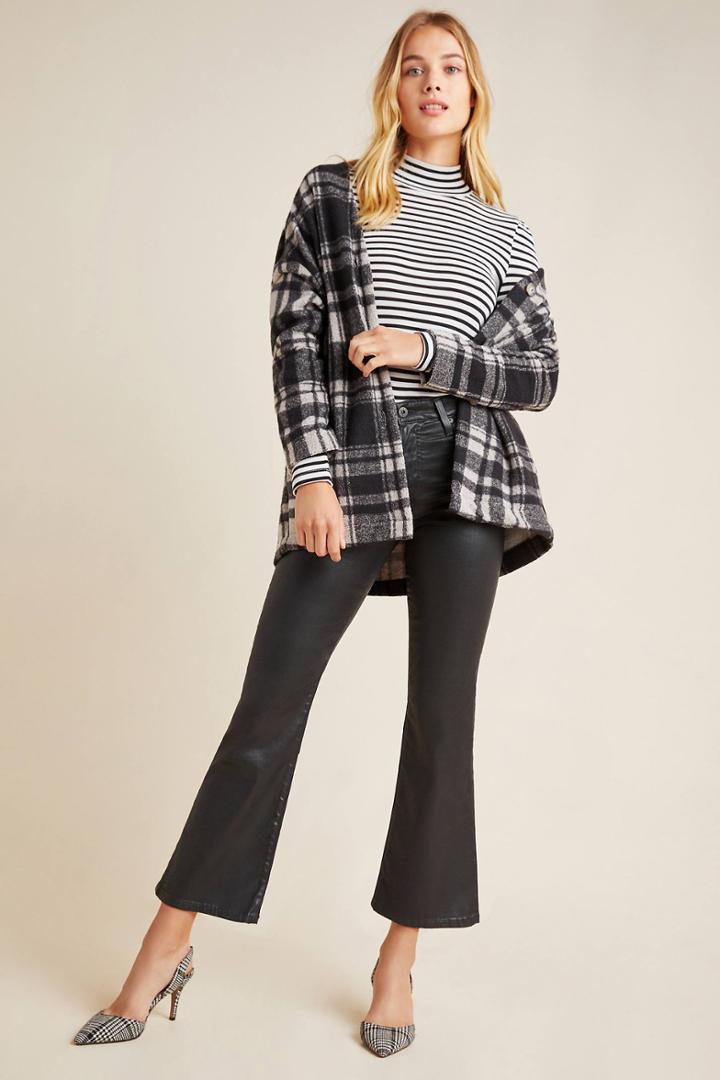 Ag Jeans Ag The Quinne Coated High-rise Cropped Flare Jeans