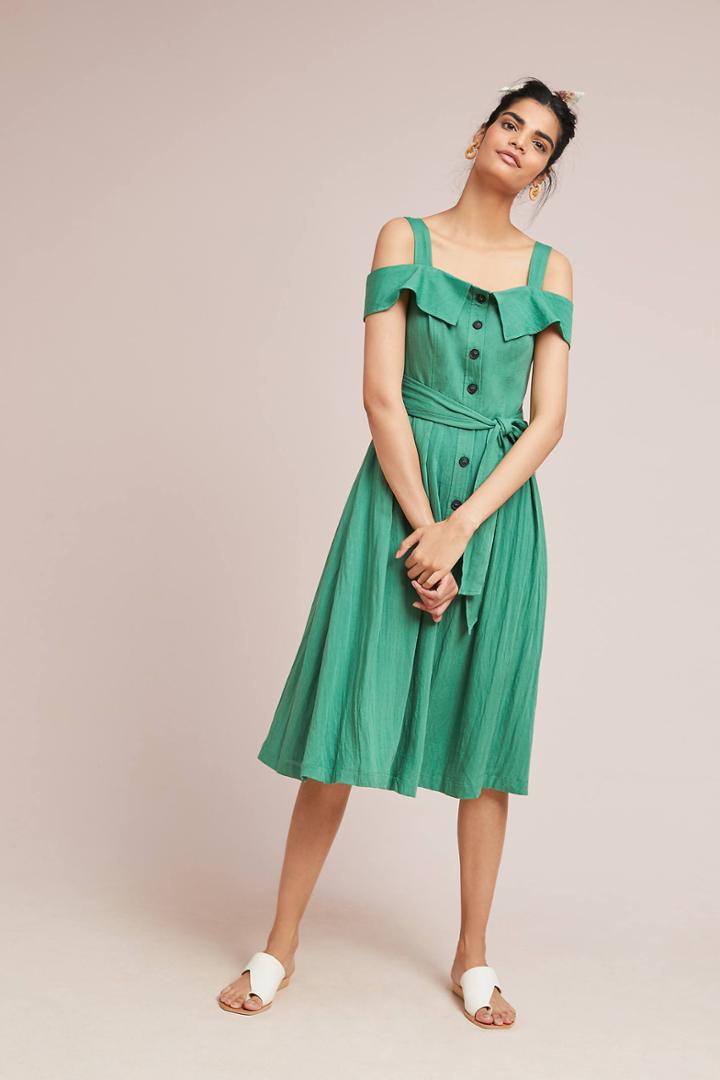 Adelyn Rae Culebra Open-shoulder Shirtdress