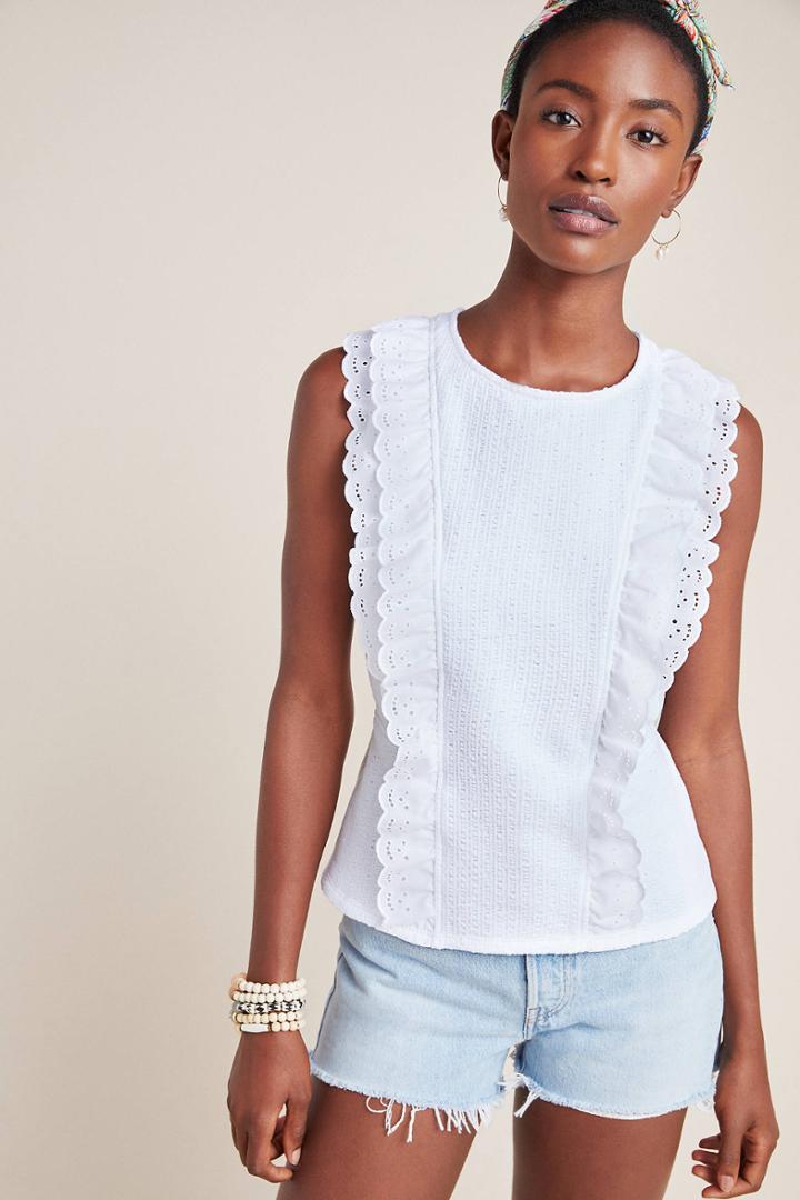 Amadi Simonetta Ruffled Eyelet Blouse