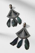 Deepa Gurnani Feathered Fan Drop Earrings