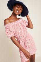 Anthropologie Checked Off-the-shoulder Romper
