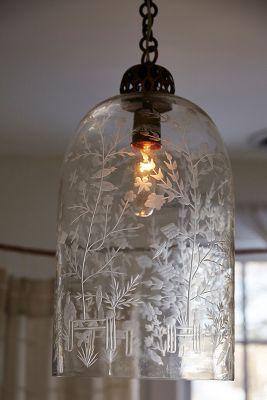Barry Dixon Etched Cloche Pendant Lamp