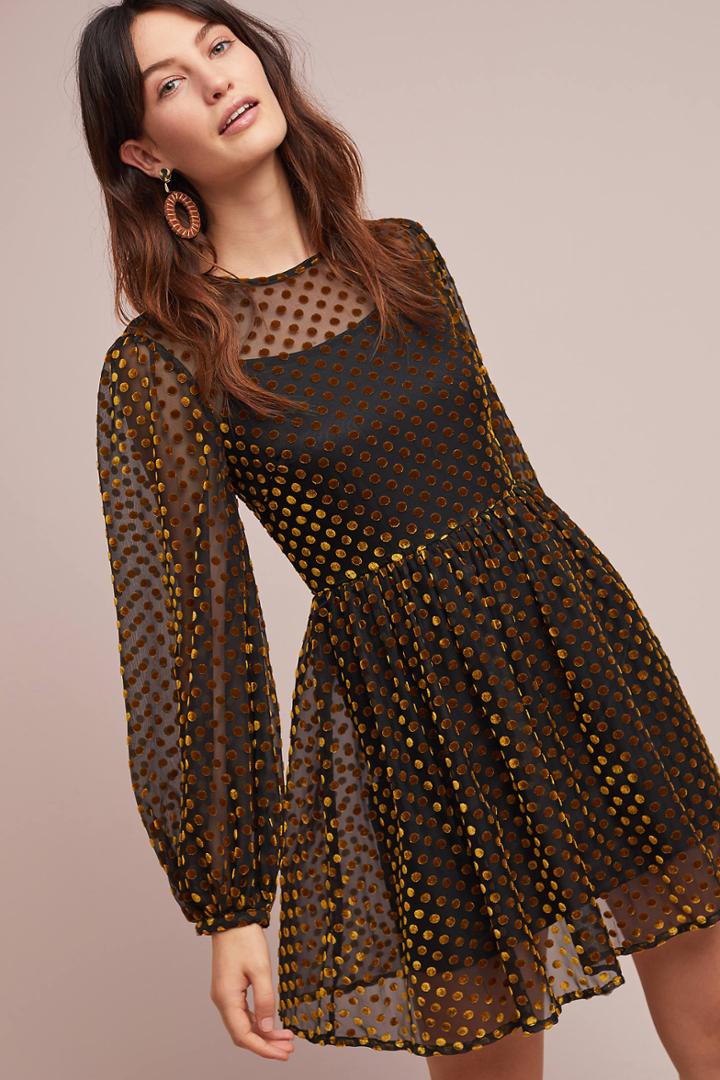 Lenni Velvet Polka Dot Dress