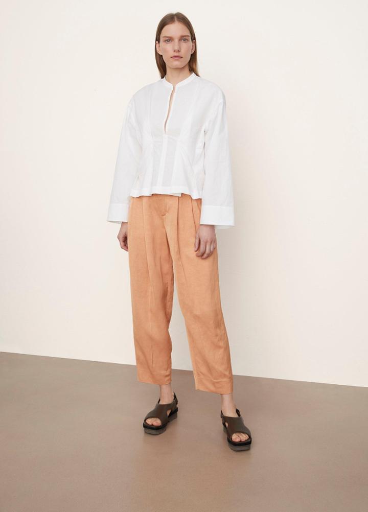 Vince Fitted Band Collar Blouse
