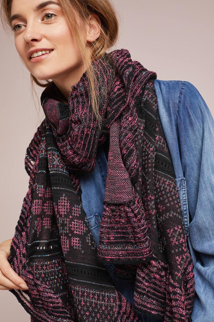 Anthropologie Cecilia Prado Mia Ruffled Metallic Scarf