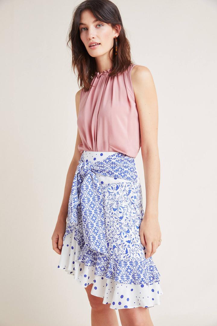 Maeve Lillian Tie-front Tiered Skirt