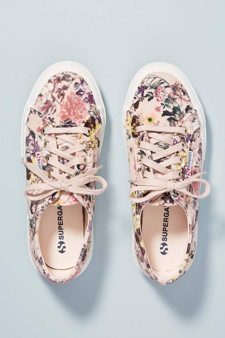 Superga Floral-printed Velvet Sneakers
