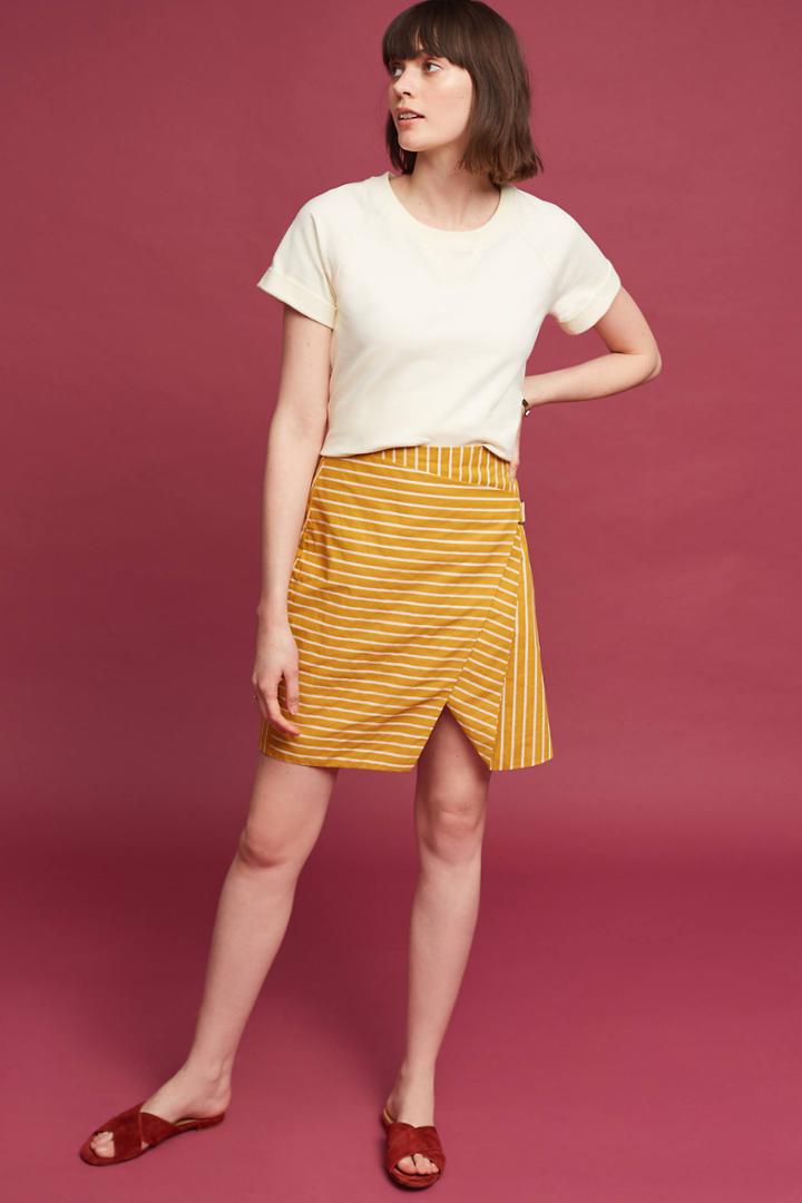 Joa Striped Wrap Mini Skirt