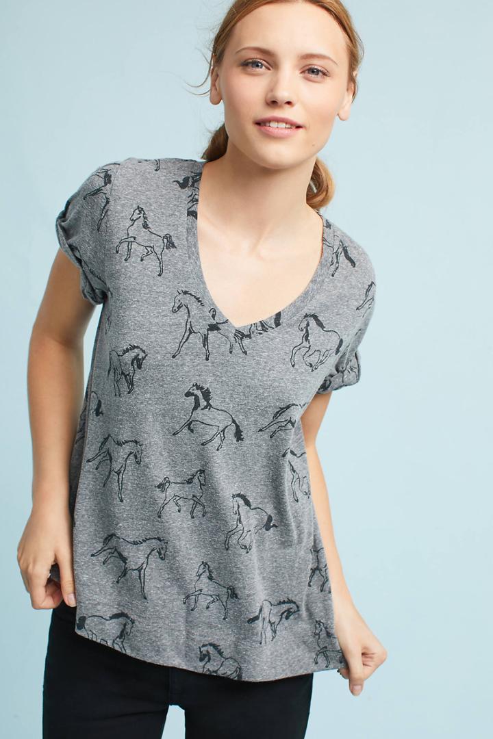 T.la Rolled-cuff V-neck Tee