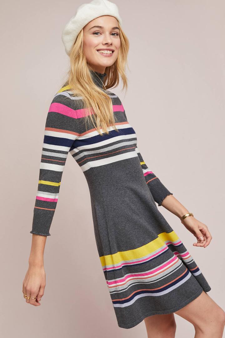 Maeve Striped Turtleneck Dress