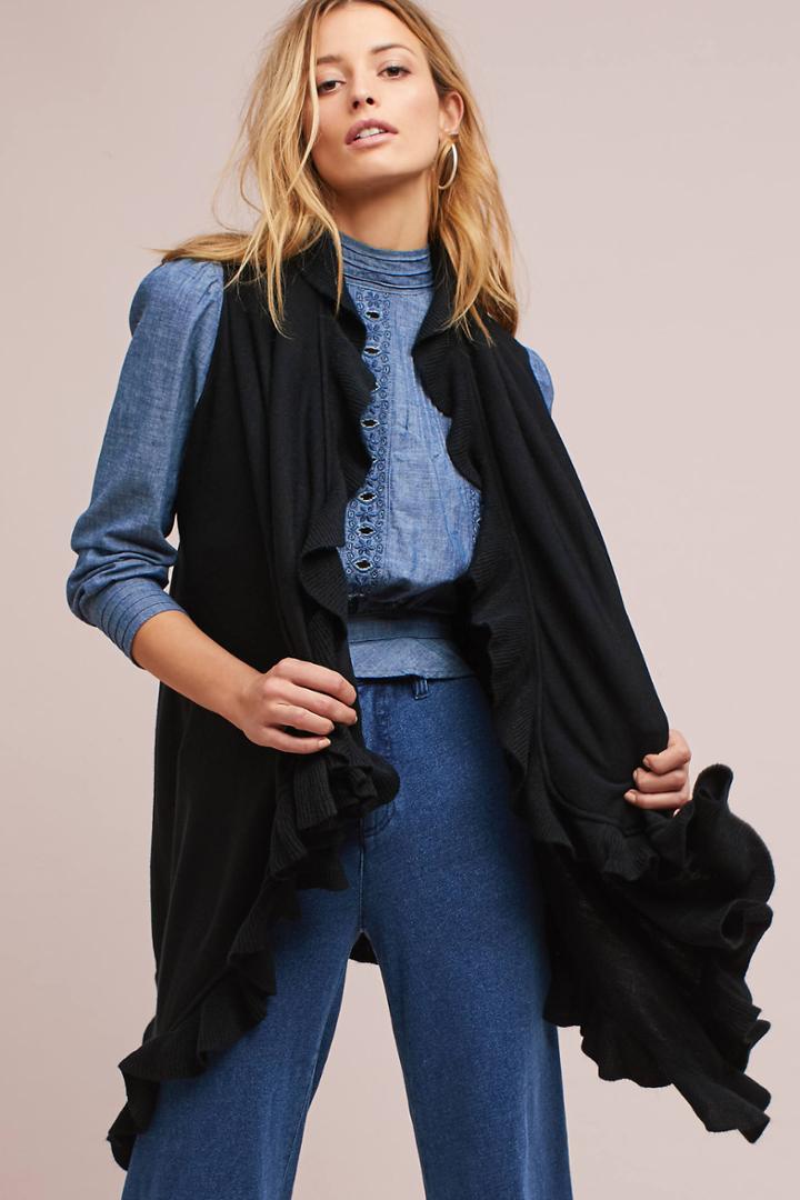 Anthropologie Adreana Ruffled Vest