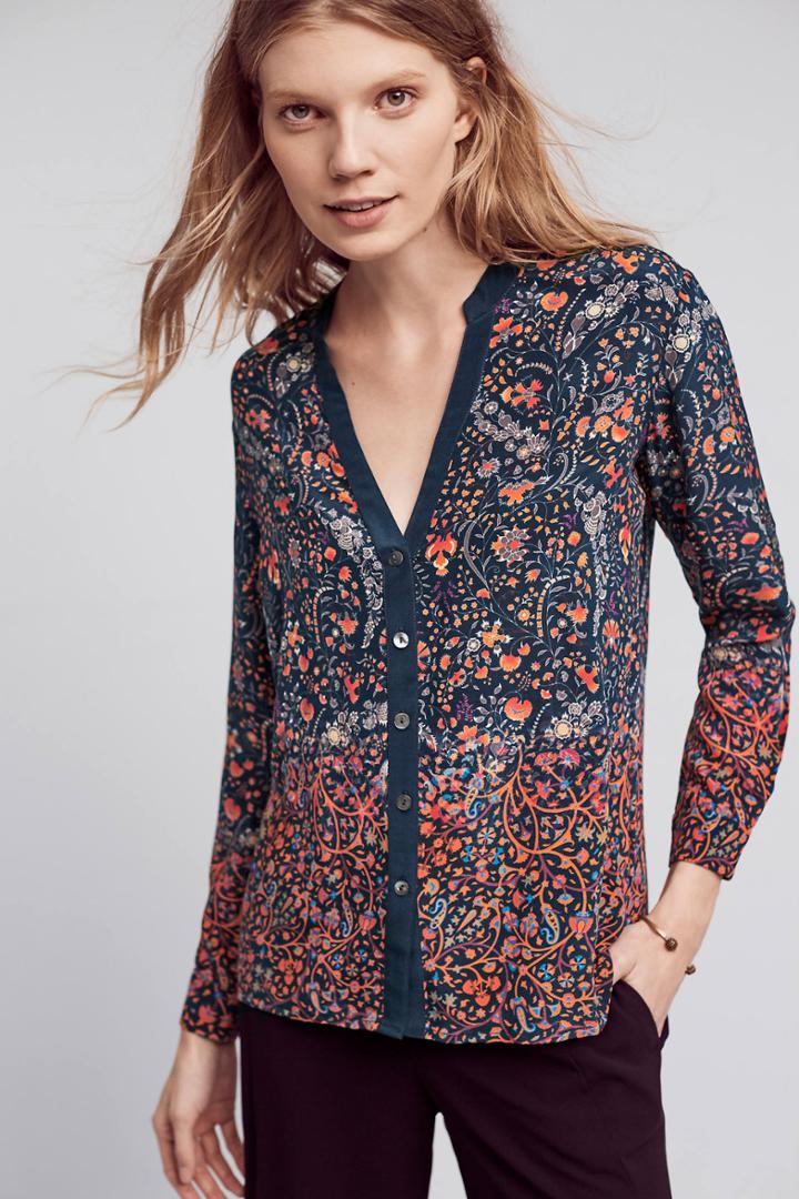 Tanvi Kedia Pleasant Garden Silk Buttondown