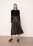Vince Leather Pleated Skirt