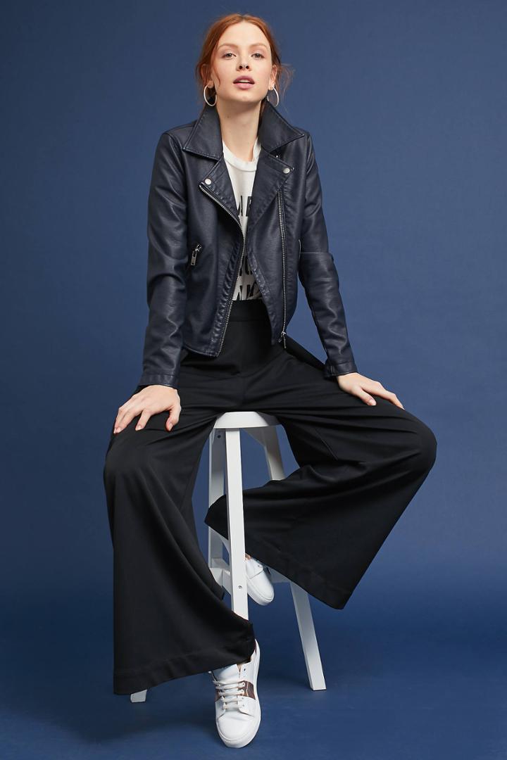 Anthropologie Shrunken Vegan Leather Moto Jacket