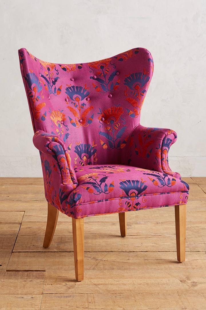 Anthropologie Fan-woven Wingback Chair