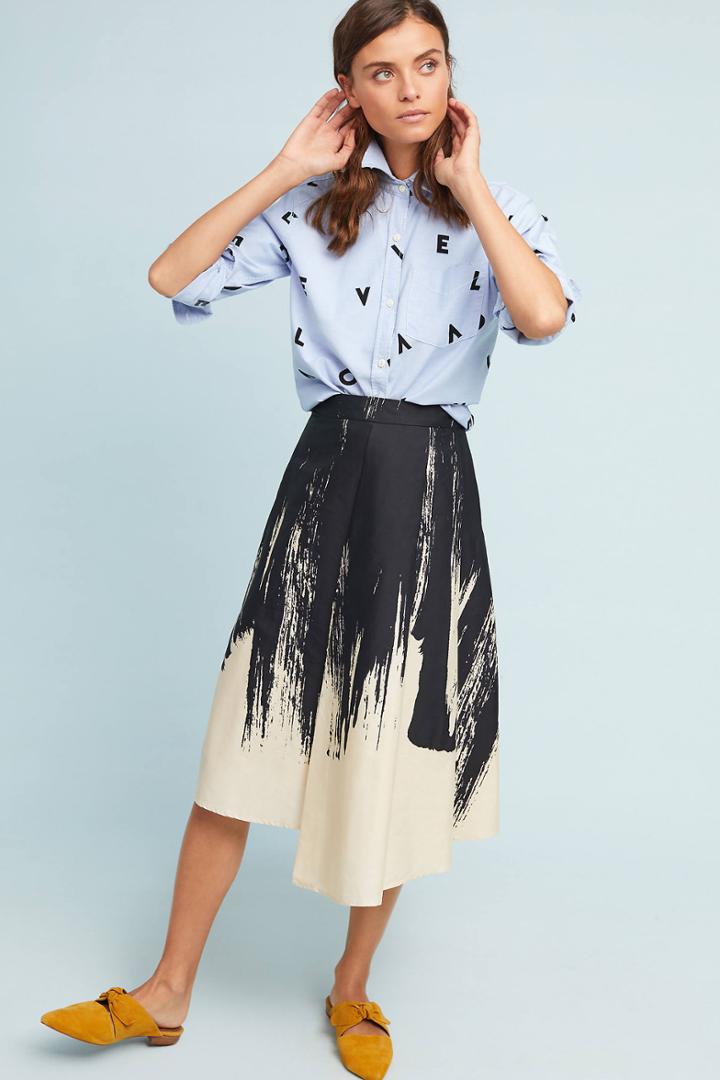 Eva Franco Golden Graphic Skirt