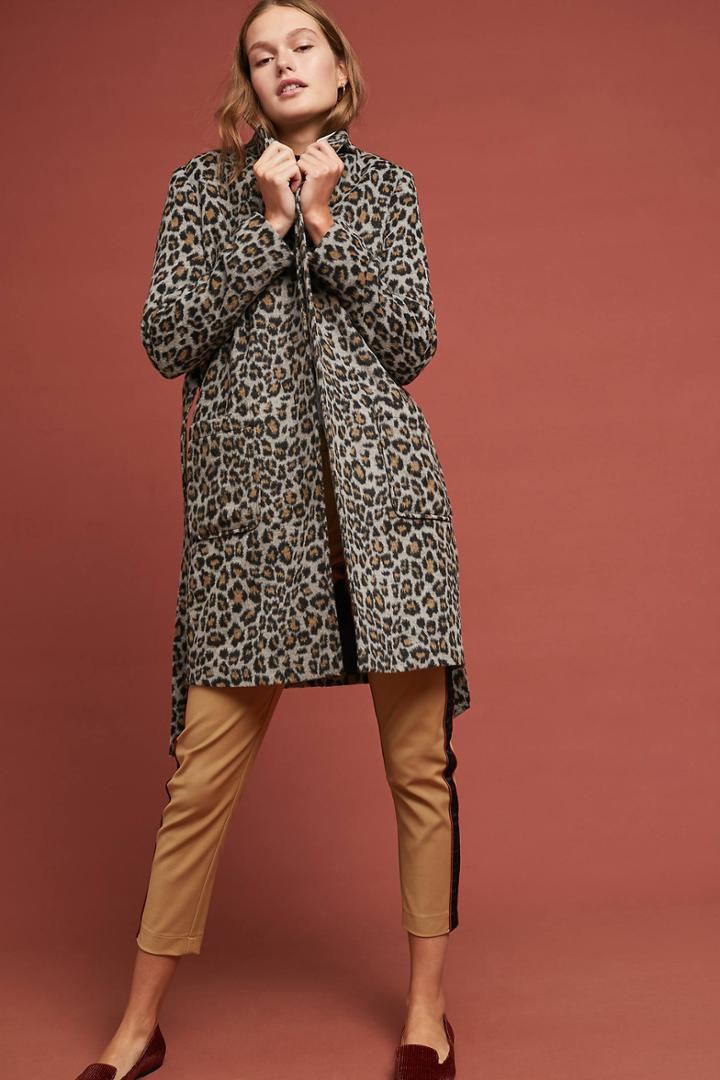 Cupcakes And Cashmere Leopard Knit Coat