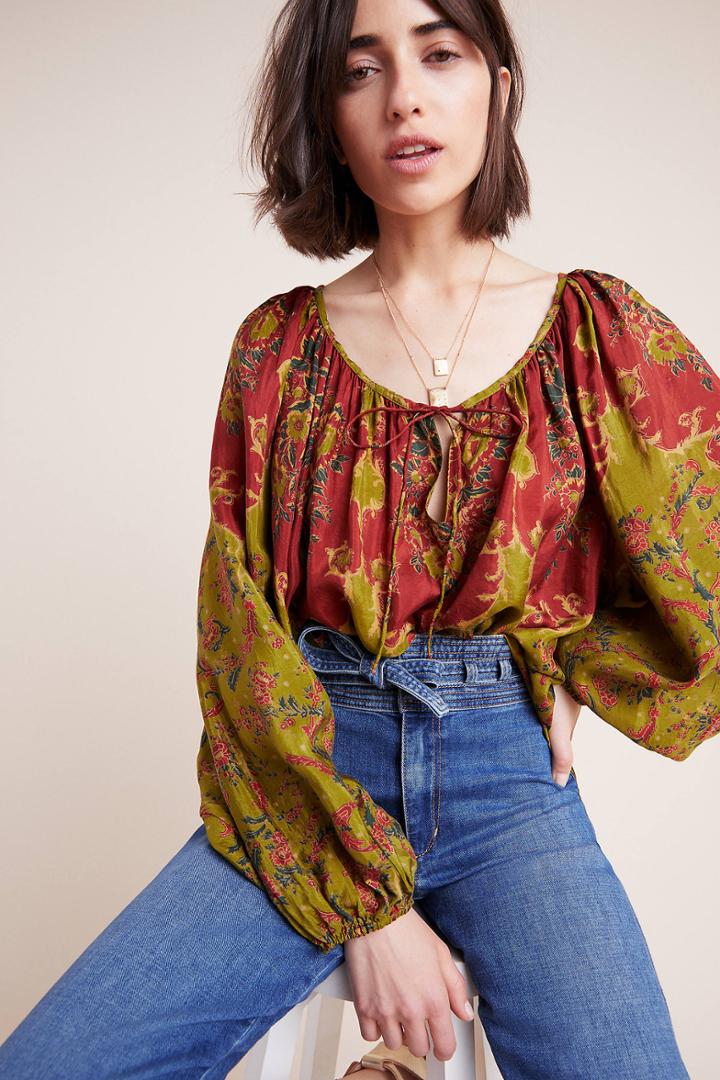 Mes Demoiselles Dolores Silk Peasant Top