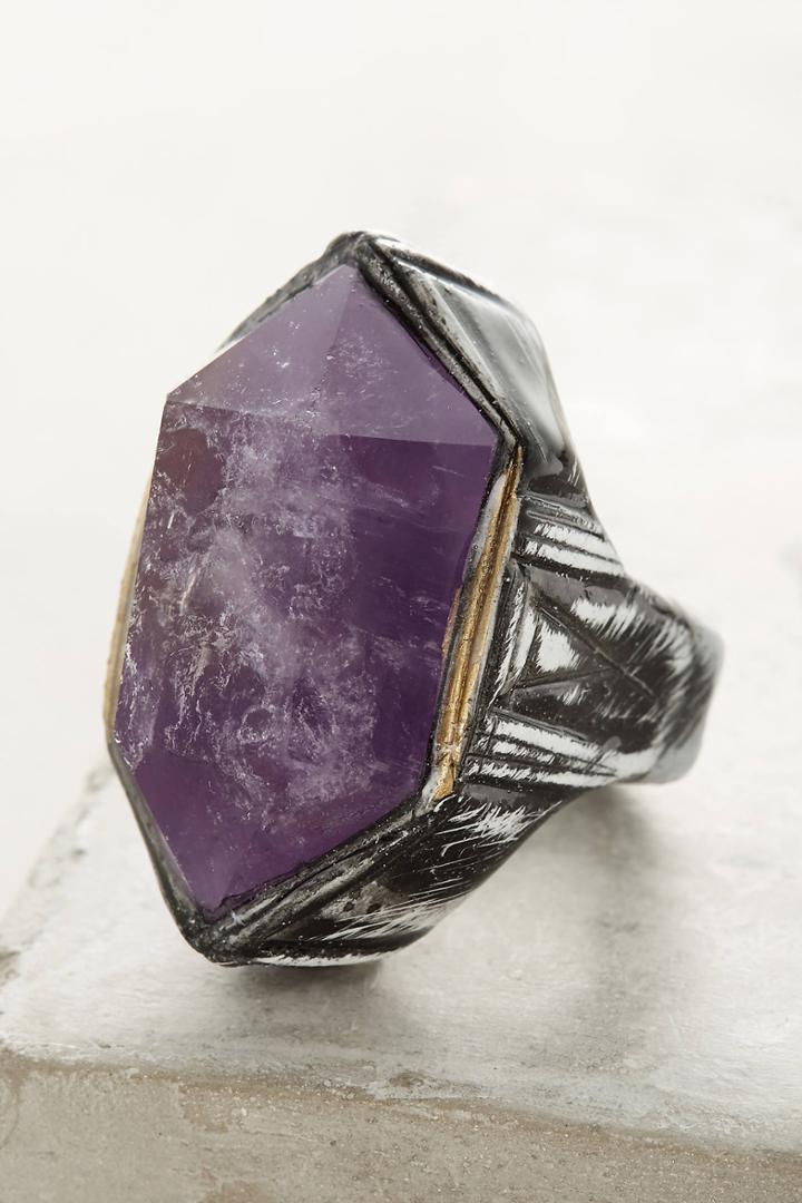 Anthropologie Amethyst Bar Ring