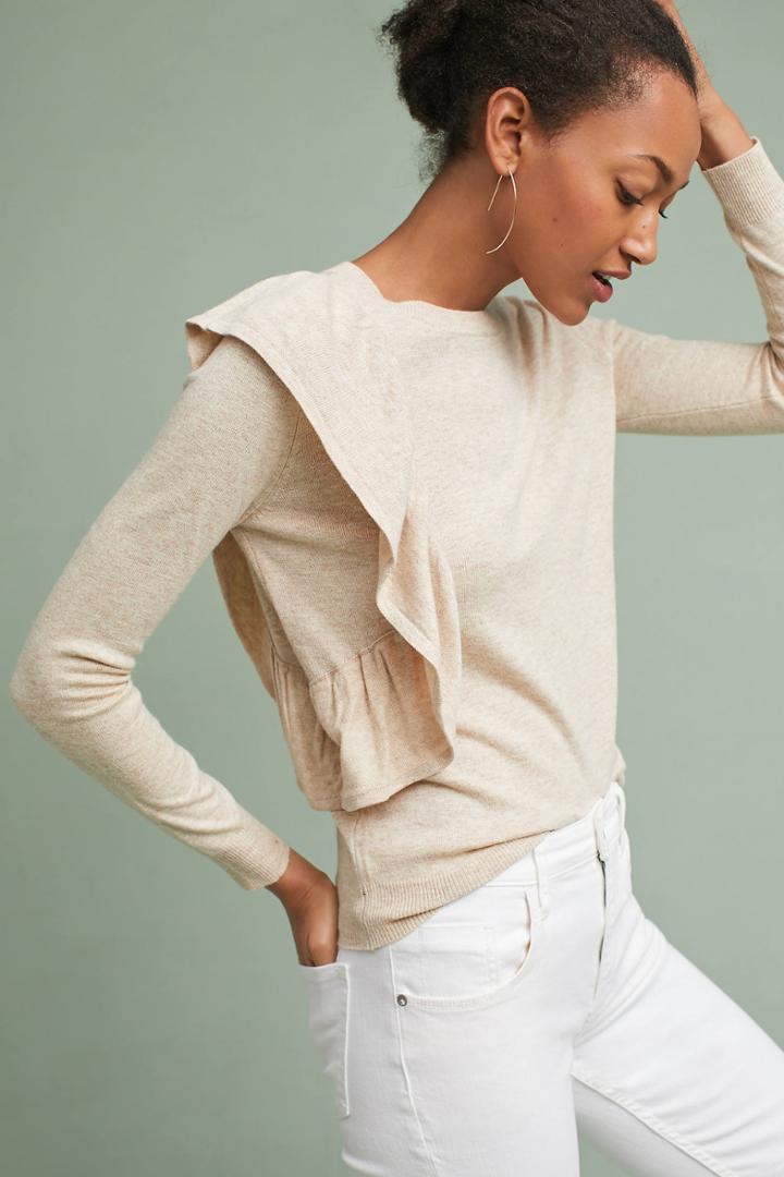 Moth Ruffle-draped Pullover