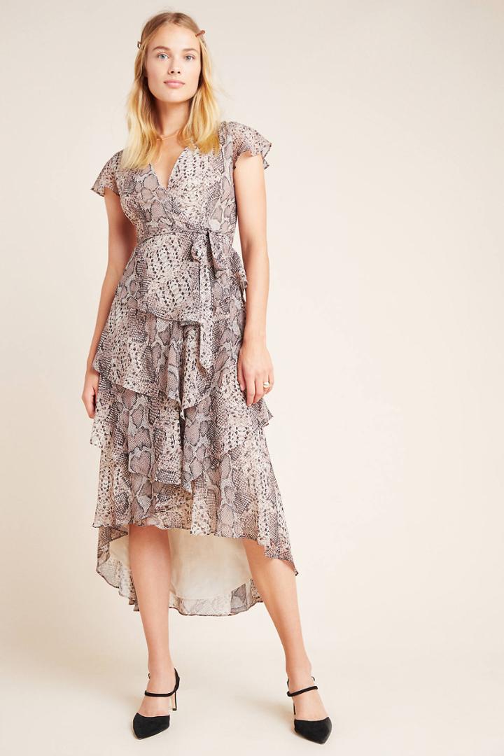 Hutch Serpentine Ruffled Midi Wrap Dress