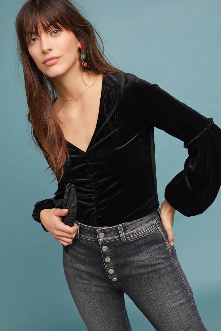 Design History Ruched Velvet Top