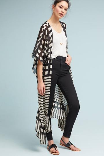 Elizabeth Gillett Ruffled Graphic Kimono