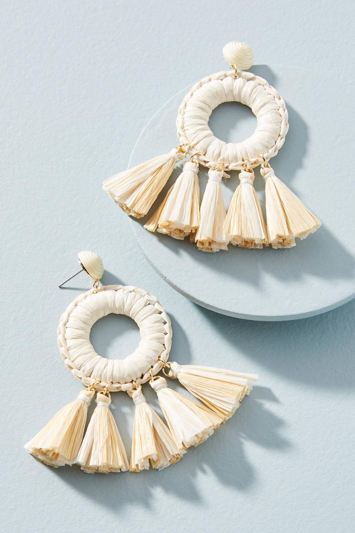 Anthropologie Emmie Raffia Drop Earrings