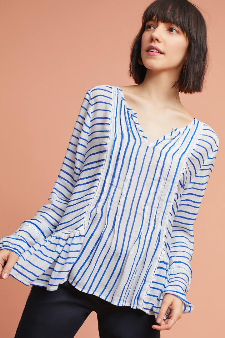 Rinku Dalamal Striped Lace Blouse