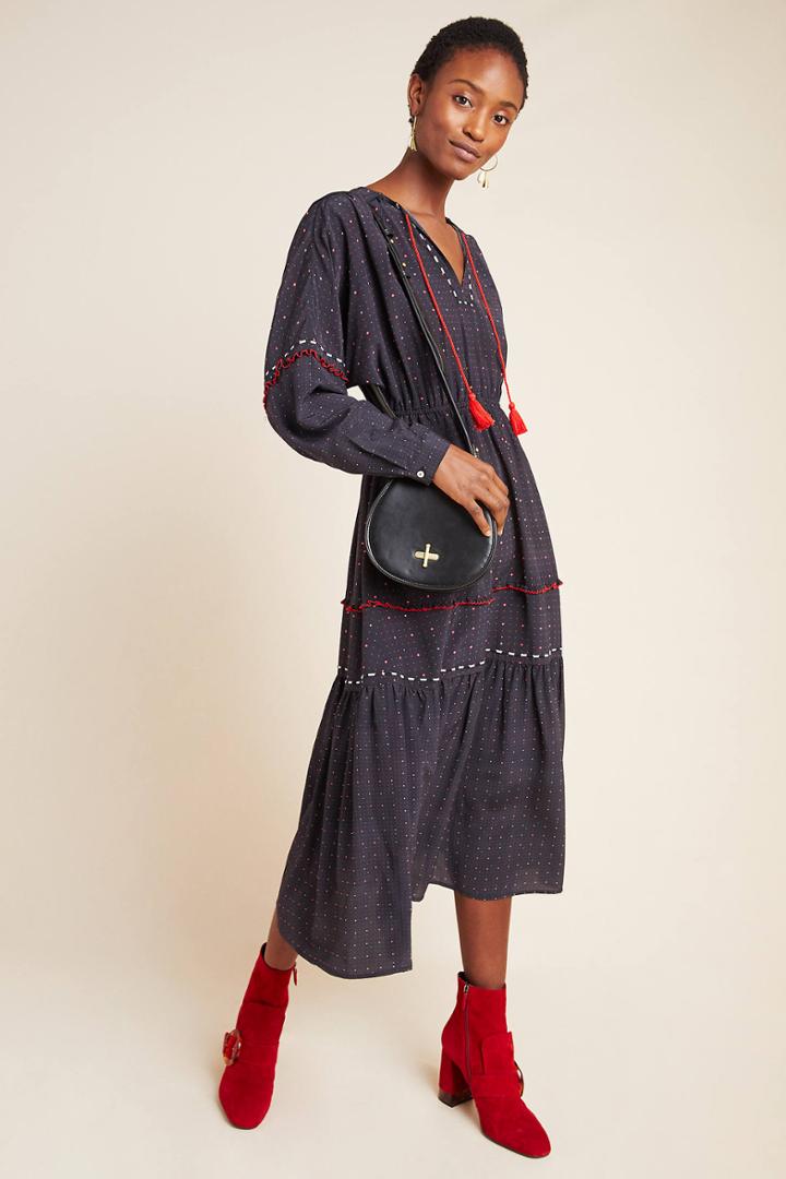 Dolan Left Coast Lindy Embroidered Midi Dress