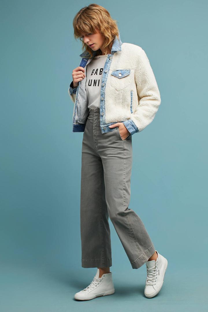 Anthropologie Faux Shearling Trucker Jacket