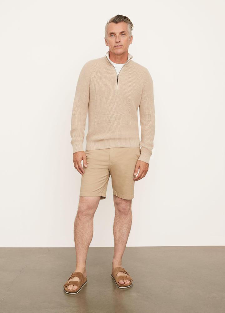 Vince Two Tone Rib Quarter Zip