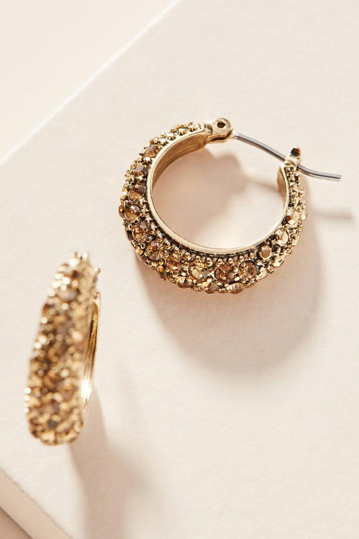 Anthropologie Rhinestone Hugger Hoop Earrings