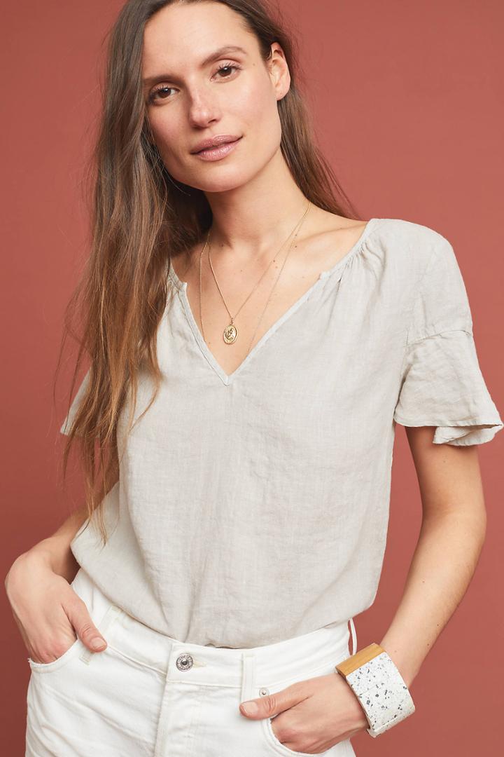 Velvet By Graham & Spencer Jennifer Linen Top