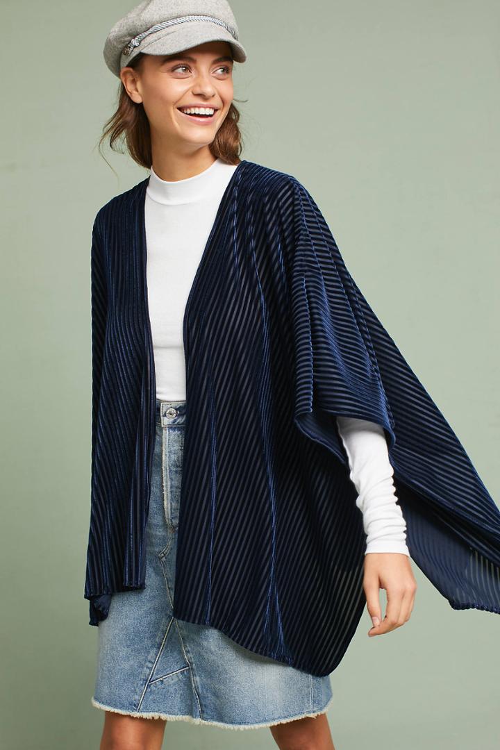 Anthropologie Pinstriped Velvet Kimono