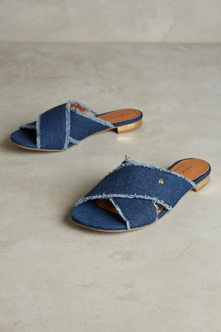 Raphaella Booz Courtney Fringed Denim Slides