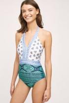 Swim By Anthropologie Bordered Halter One-piece