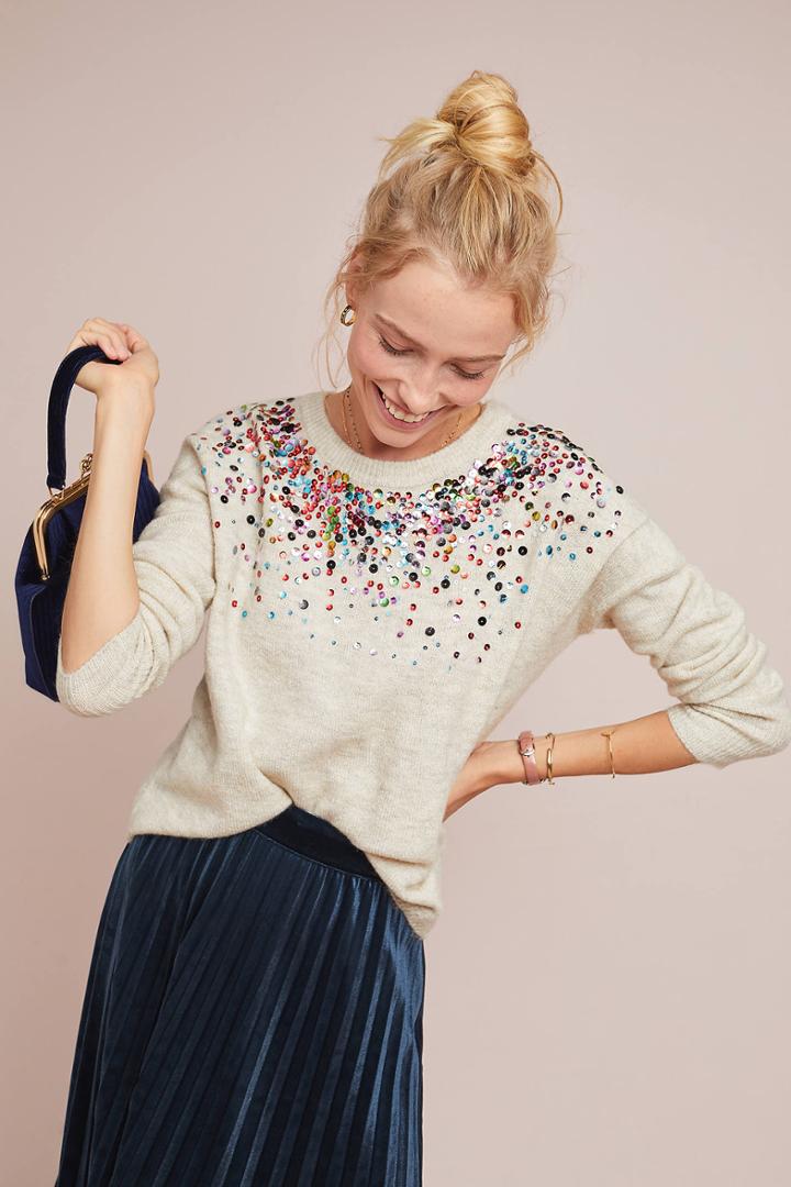 Lea & Viola Sequin Confetti Pullover
