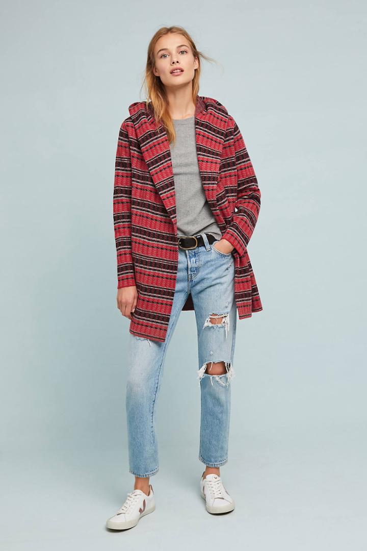 Field Flower Striped Wool Coat