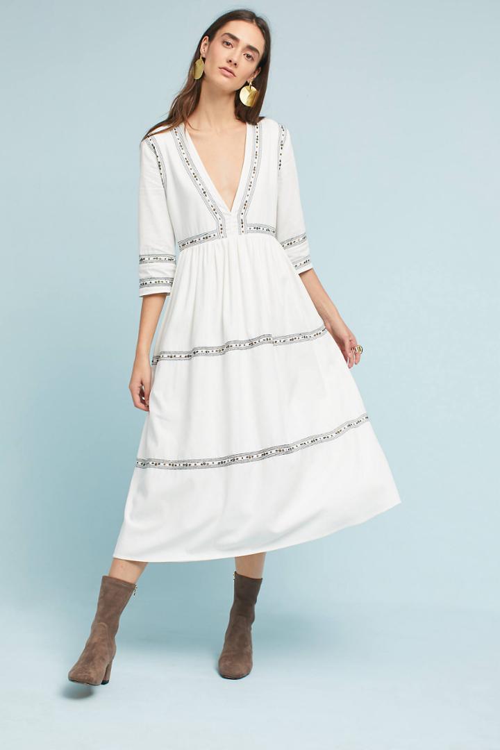 Flannel Embroidered Maxi Dress