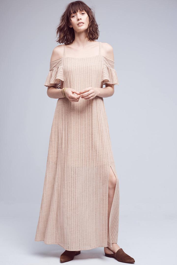 Moon River Sahara Open-shoulder Maxi Dress