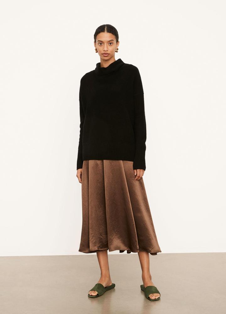 Vince Boiled Cashmere Cowl Neck Pullover