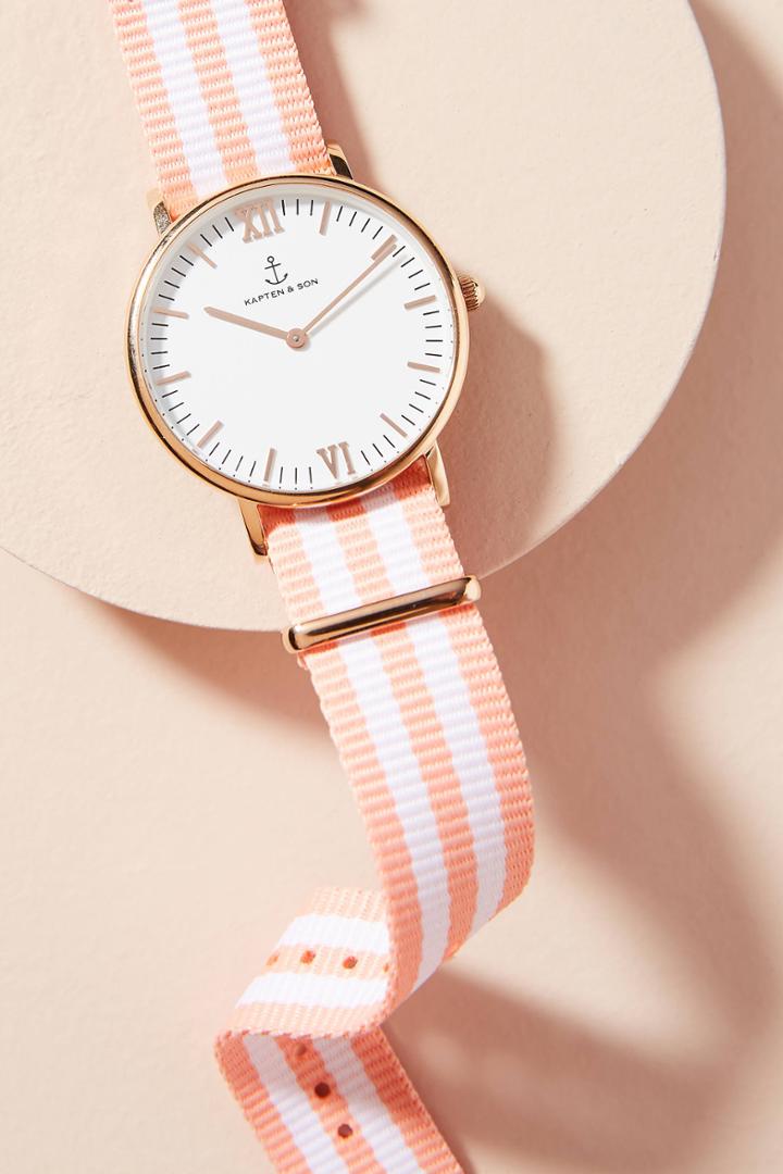 Kapten & Son Peach Striped Watch