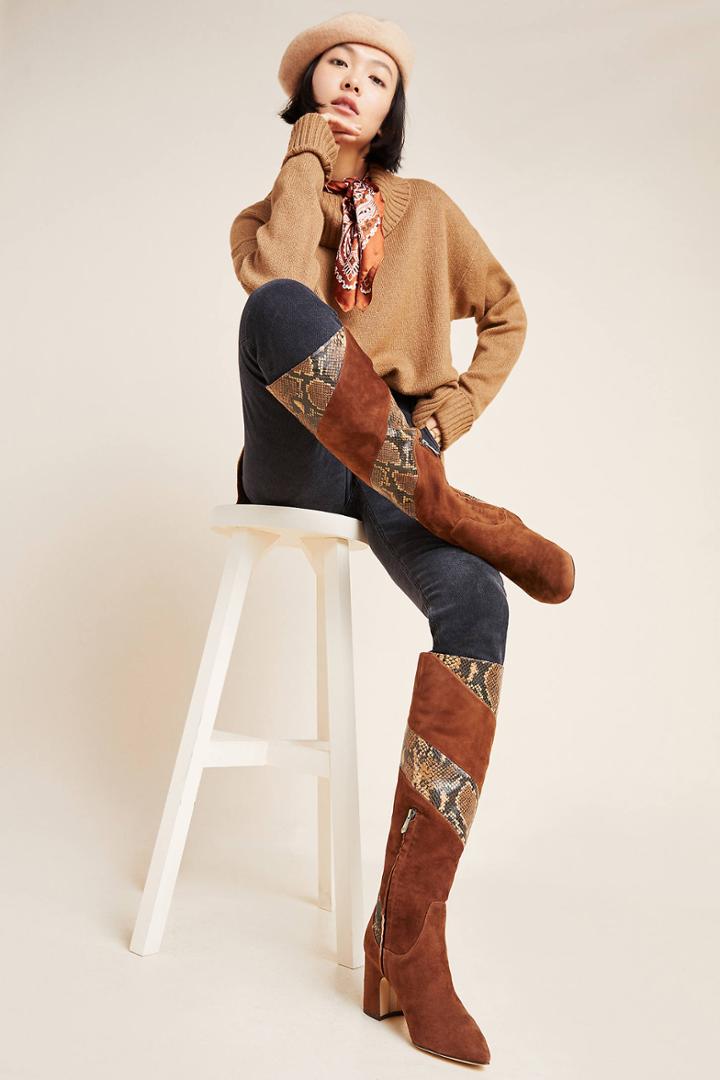Sam Edelman Hai Mixed Snake Knee-high Boots