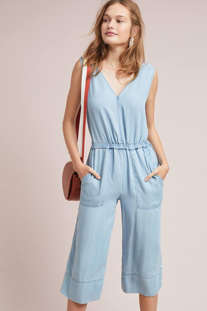 Splendid Cropped Chambray Jumpsuit
