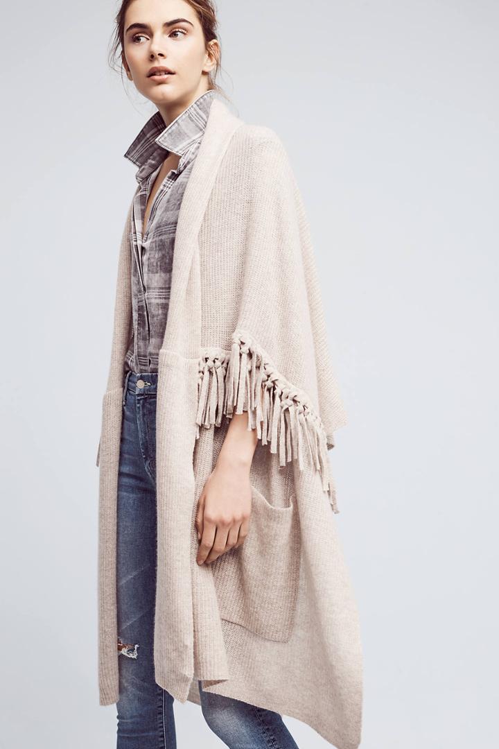 White + Warren Fringed Cashmere Wrap Scarf